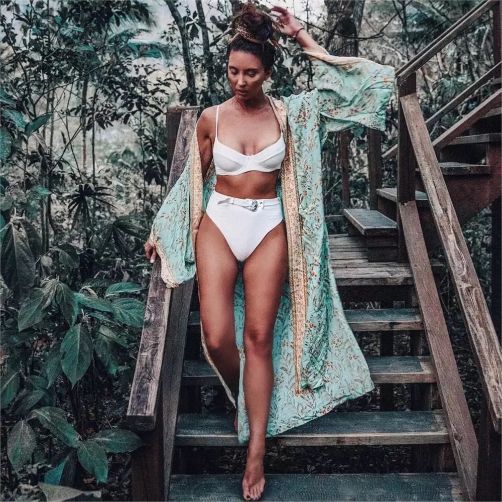 •NOW IN• Gypsy Lime + Thyme Bohemian Wrap Kimono - Picture 2 of 16
